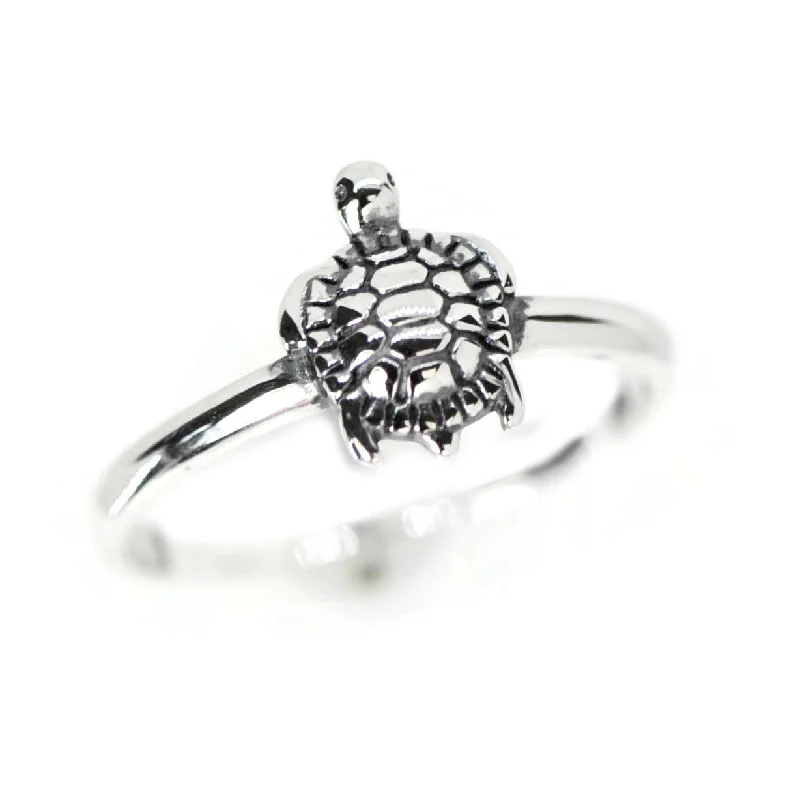 Ladies Rings for Engineer Glow-Sterling Silver Small Sea Turtle Ring