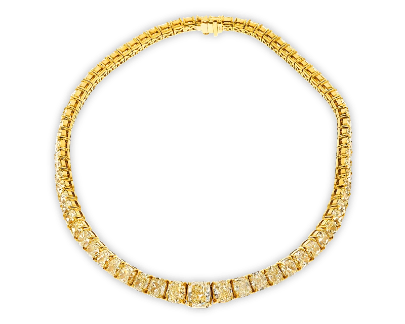 Strong pulse necklaces -Fancy Yellow Diamond Necklace, 111.02 Carats