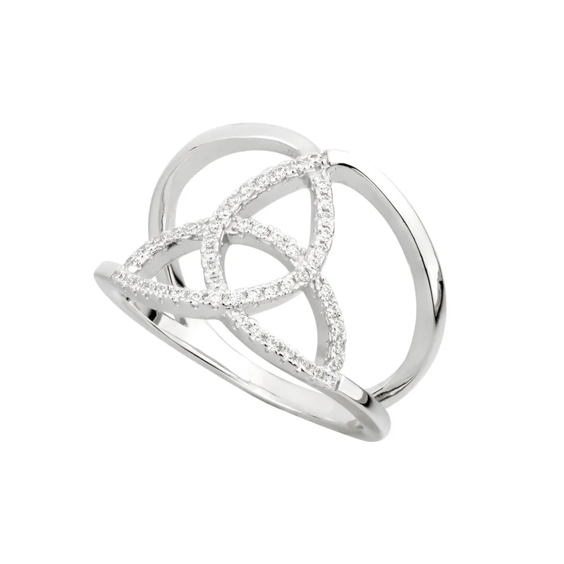 Ladies Rings Gift Spark-CZ Silver Trinity Knot Ring