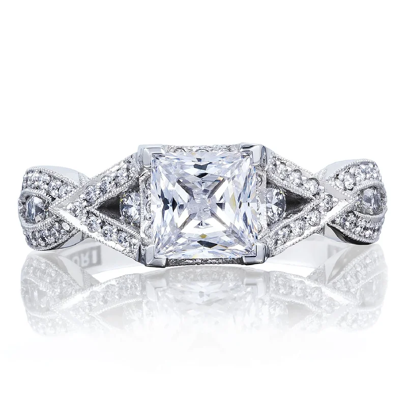 Ladies Engagement Rings with Heliodor Glow-Tacori Platinum Ribbon Diamond Engagement Ring 0.46ctw 2647PR55