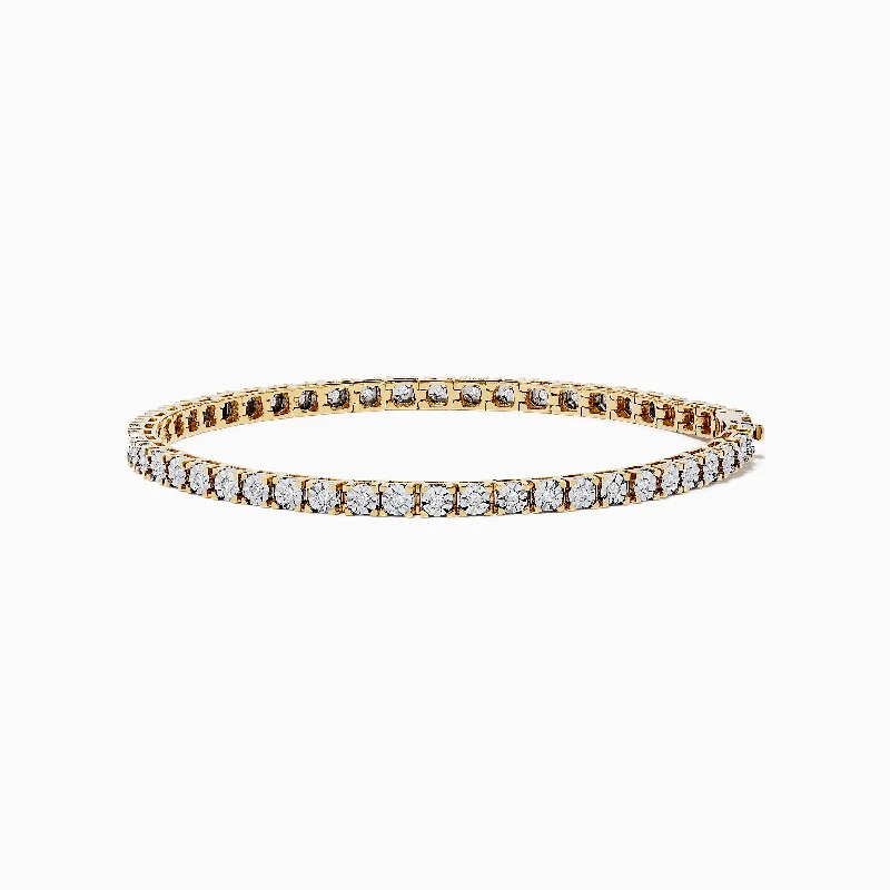 Ladies sunbeam glow bracelets -Pave Classica 14K Two-Tone Gold Diamond Tennis Bracelet 0.51 TCW