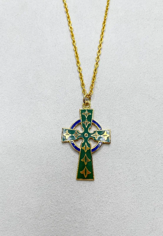 Soothing shine necklaces -Estate Collection - Necklace Gold Tone Celtic Cross on Chain