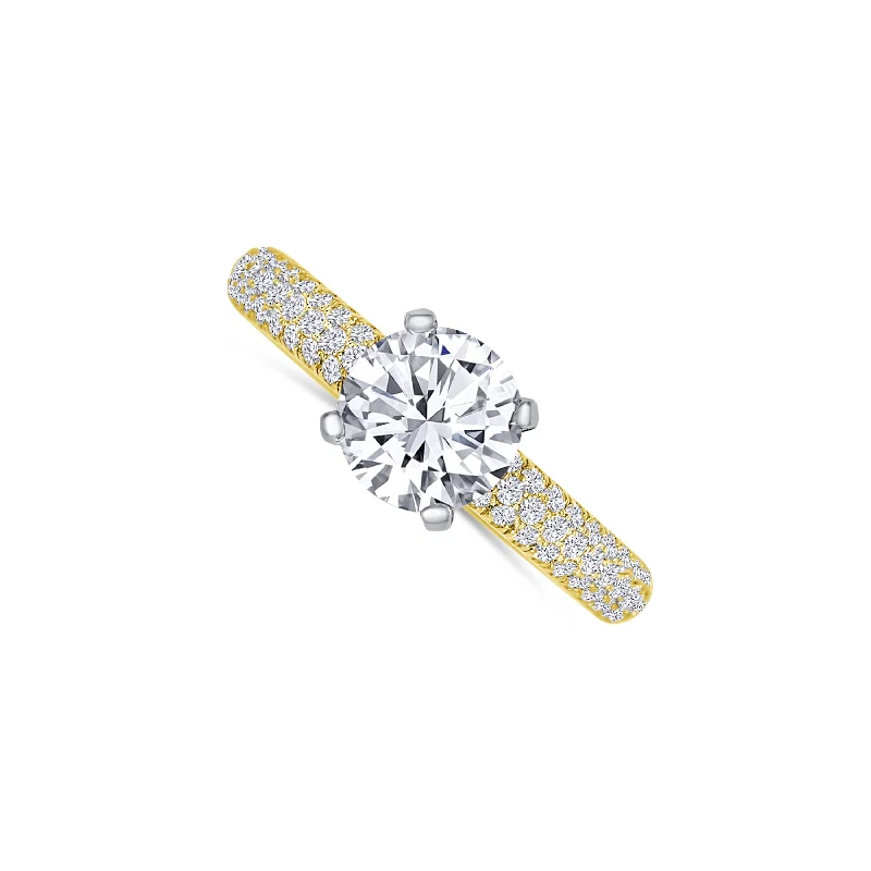 Ladies Engagement Rings Tension Shine-14K Yellow Gold Round 1.01 Carat Diamond Engagement Ring