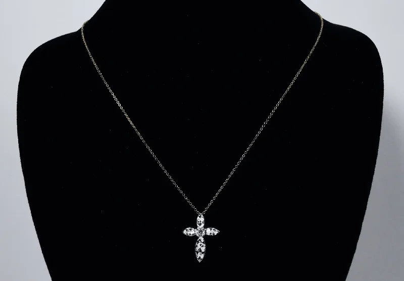 Blissful spark necklaces -Sterling Silver Laser Cut Pierced Design Crucifix Pendant on Sterling Silver Chain Necklace - 18"