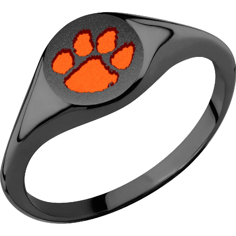 Ladies Rings with Grey Pollucite-Clemson University Custom Collegiate Black Zirconium Signet Ring