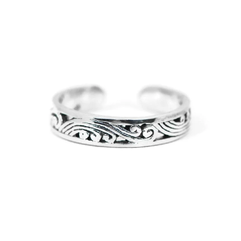 Ladies Rings Fine Glow-Sterling Silver Antiqued Filigree Design Toe Ring