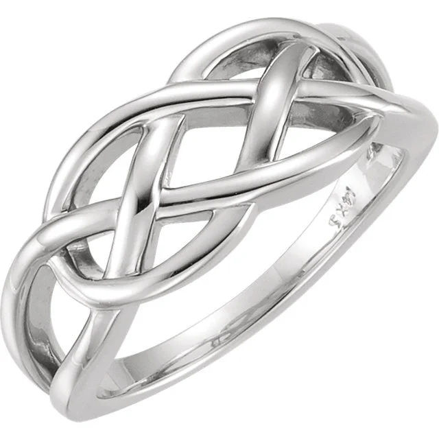 Ladies Rings with Silver Cassiterite-Sterling Silver Freeform Woven Knot Ring