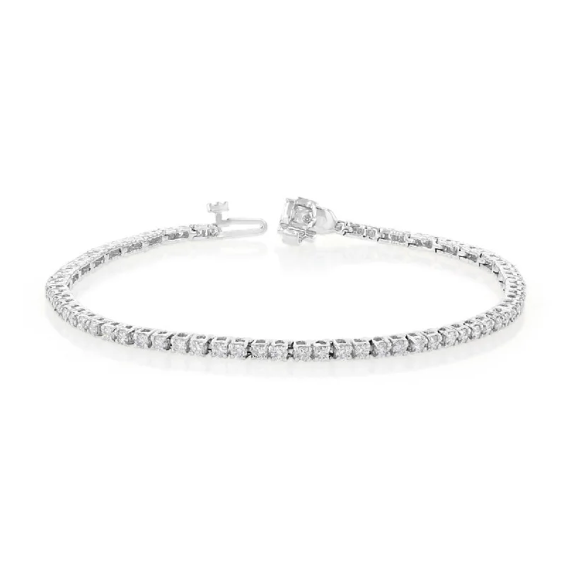 Ladies subtle grace bracelets -14KT GOLD 2 CARAT ROUND DIAMOND TENNIS BRACELET