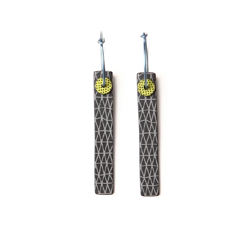 Ladies Earrings with Sky Celestite-Lene Lundberg K-Form Black/Charcoal Tab Earrings