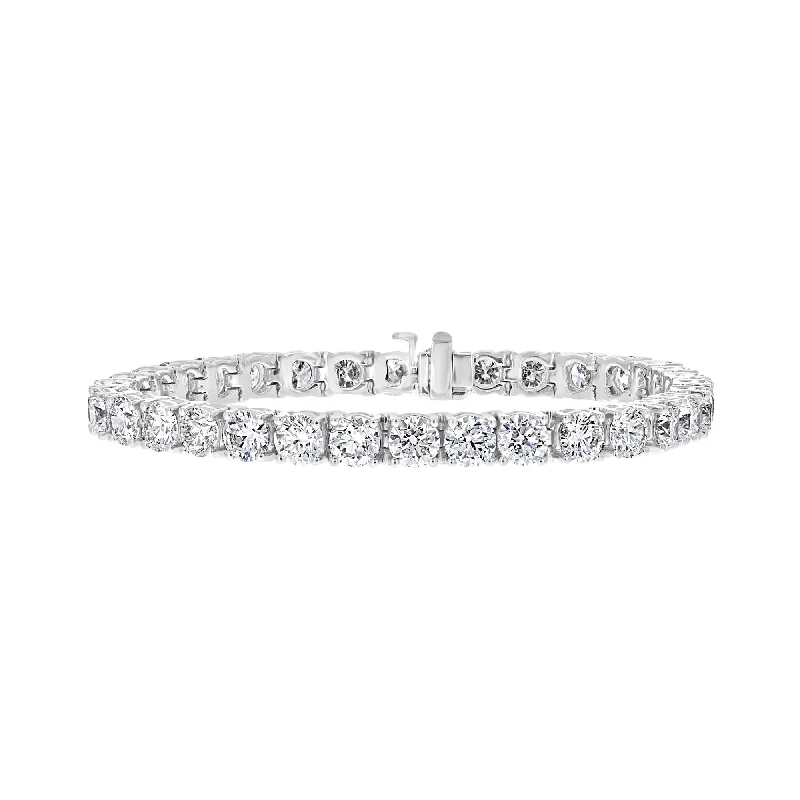 Ladies lock accent bracelets -14KT WHITE GOLD 17.15 CTW ROUND DIAMOND 4 PRONG TENNIS BRACELET