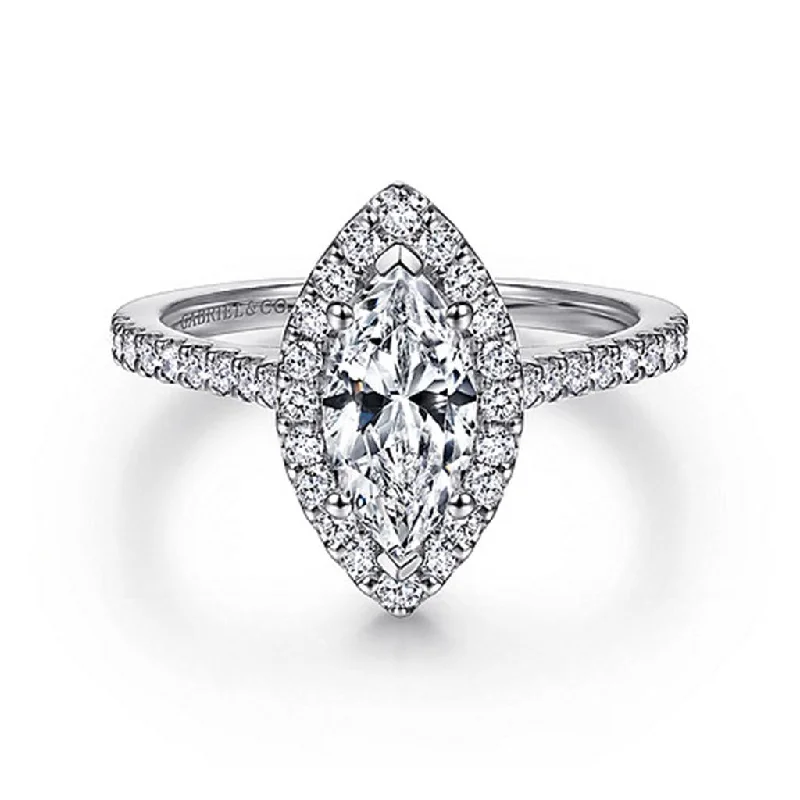 Ladies Engagement Rings Solar Shine-Gabriel & Co Carly - 14K White Gold Marquise Halo Diamond Engagement Ring