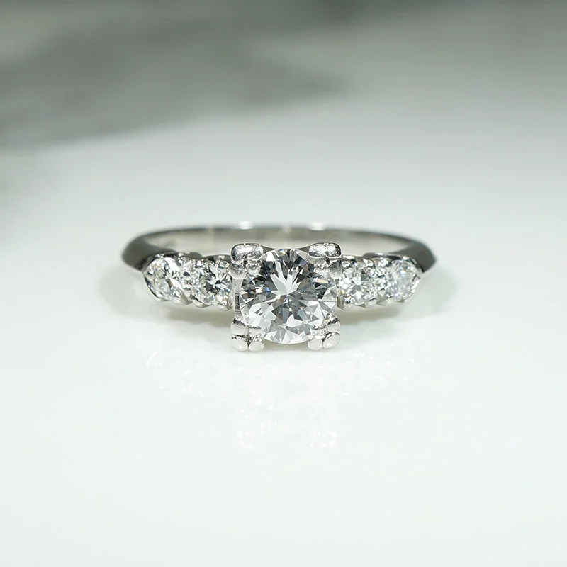 Ladies Engagement Rings Tree Glow-Elevated Diamond & Platinum 1940s Engagement Ring