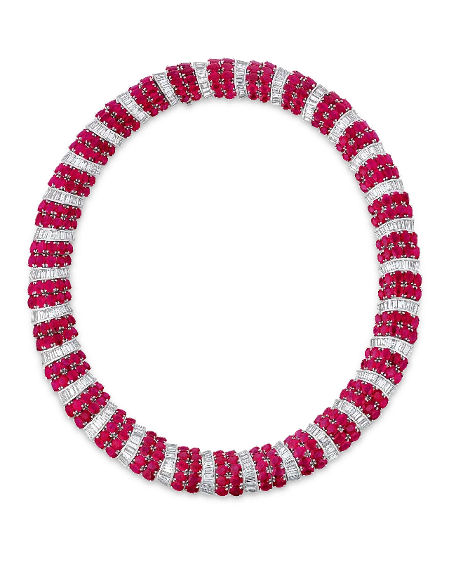 Airy titanium necklaces -Burma Ruby and Diamond Necklace