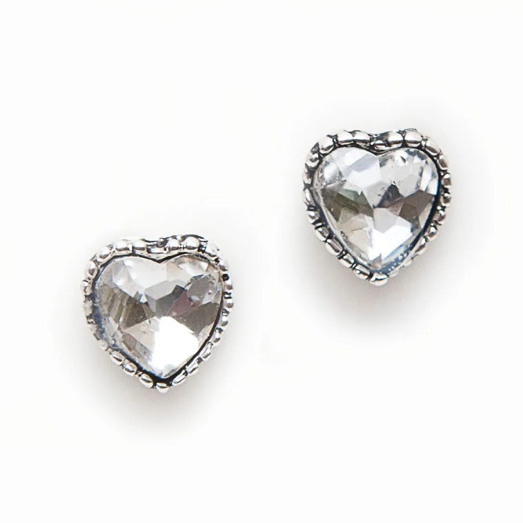 Ladies Earrings for Activist Spark-Hot Tomato Crystal Heart Stud Earrings