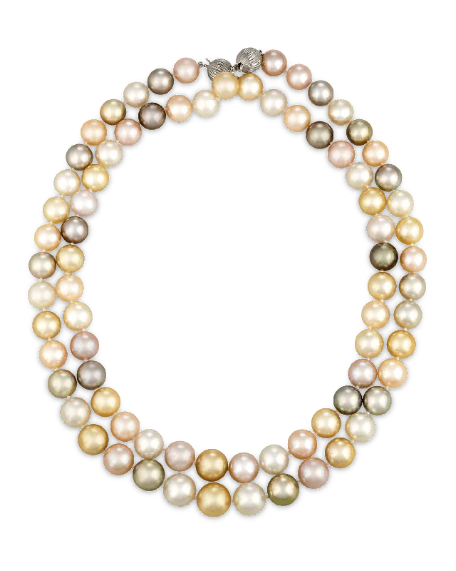 Initial glow necklaces -Convertible Multi-color South Sea Pearl Necklace