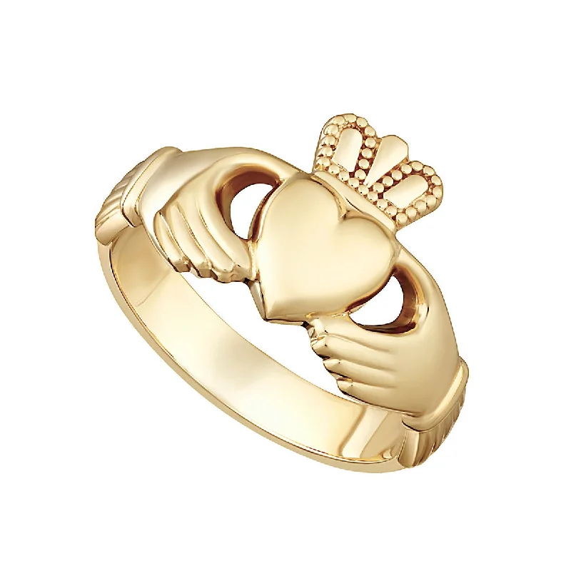 Ladies Rings for Bestie Shine-18K Gold Gents Claddagh Ring