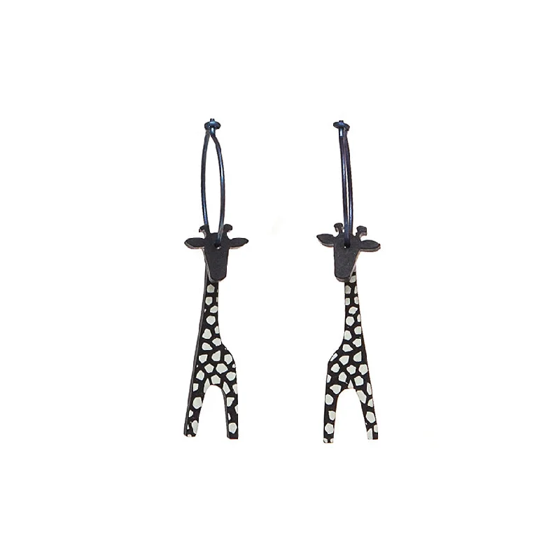 Ladies Earrings with Rust Brookite-Lene Lundberg K Form Black Spotty Giraffe Earrings