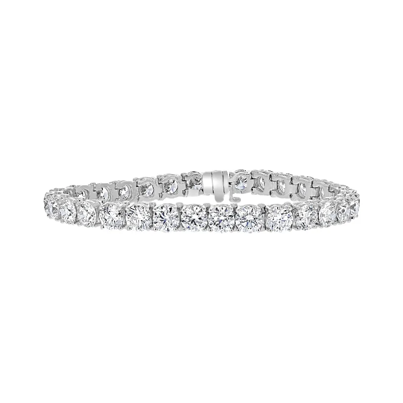 Ladies petal crown bracelets -14KT WHITE GOLD 22.12 CTW ROUND DIAMOND 4 PRONG TENNIS BRACELET