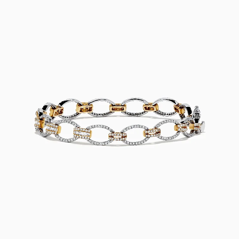 Ladies distinctive unique bracelets -Duo 14K White and Yellow Gold Diamond Chain Link Tennis Bracelet, 2.01 TCW