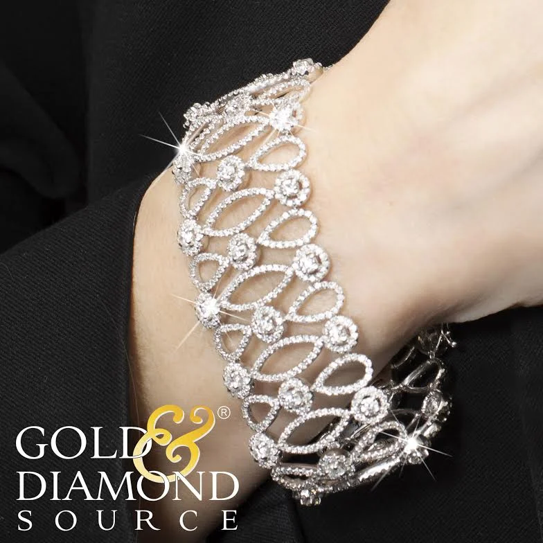 Ladies festive holiday bracelets -14KT White Gold 16.50 CTW Diamond Fancy Design Bracelet