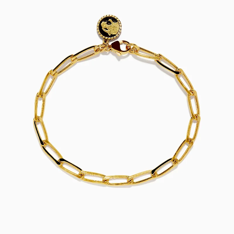 Ladies enchanted bloom bracelets -Unisex 925 Gold Plated Sterling Silver 8" Paper Clip Bracelet