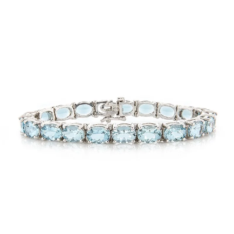 Ladies triangle drop bracelets -14KT WHITE GOLD 23.00CTW OVAL AQUAMARINE BRACELET