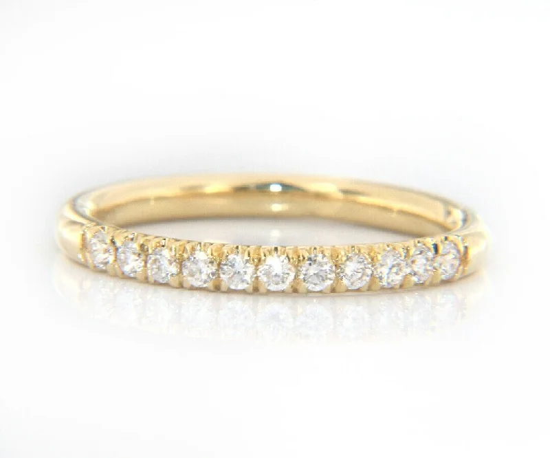 Ladies Engagement Rings with Idocrase Spark-New Gabriel & Co. French Pave Diamond Wedding Band Ring in 14K