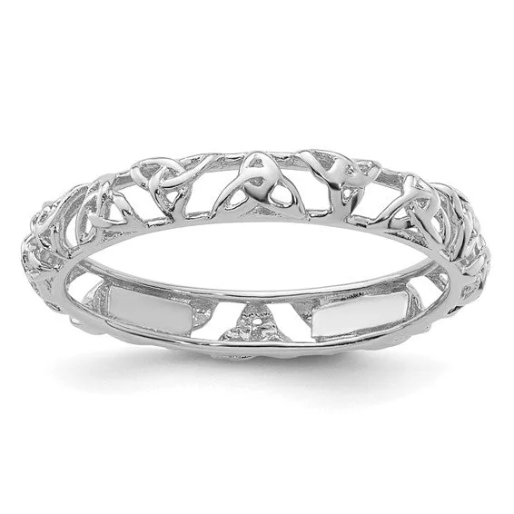 Ladies Rings with Grey Hematite-Sterling Silver Stackable Expressions Celtic Knot Eternity Ring