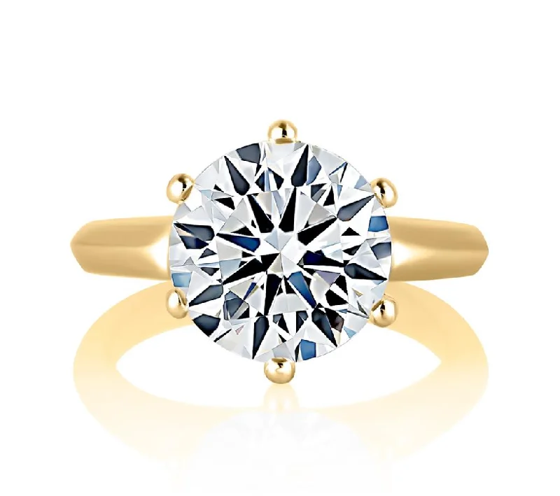 Ladies Engagement Rings Princess Spark-14k Yellow Gold 5 Prong Solitaire Engagement Ring Mounting