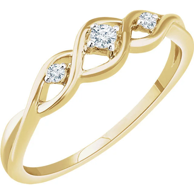 Ladies Rings Artistic Spark-14K Gold 3-Stone .08 CTW Diamond Freeform Promise Ring - White or Yellow Gold