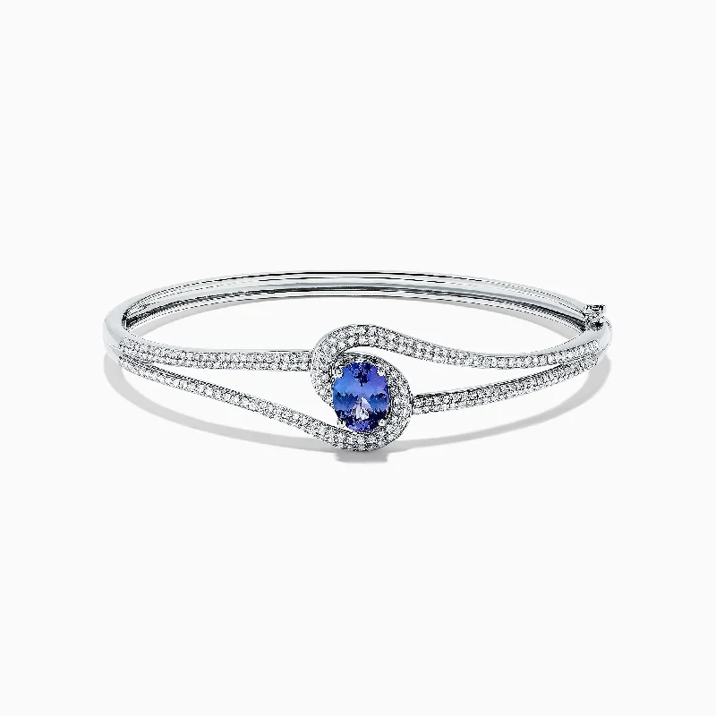 Ladies zodiac glow bracelets -Nahla Siri 14K White Gold Tanzanite and Diamond Bangle, 2.61 TCW