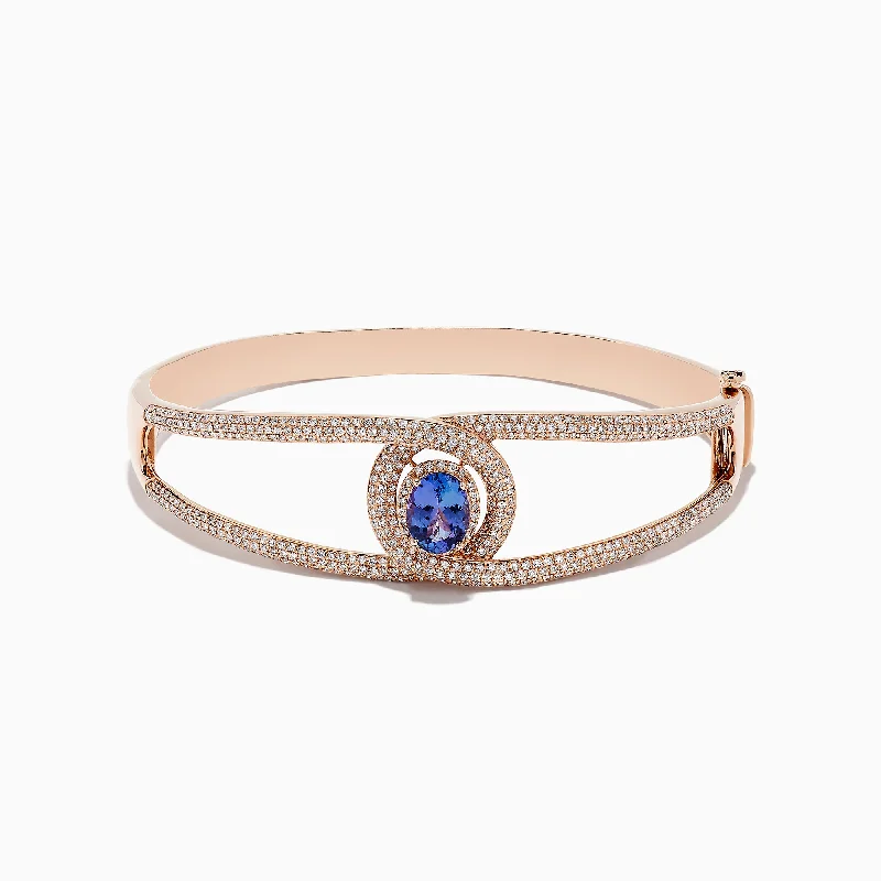 Ladies oceanic shell bracelets -Nahla Siri 14K Rose Gold Tanzanite and Diamond Bangle, 3.76 TCW