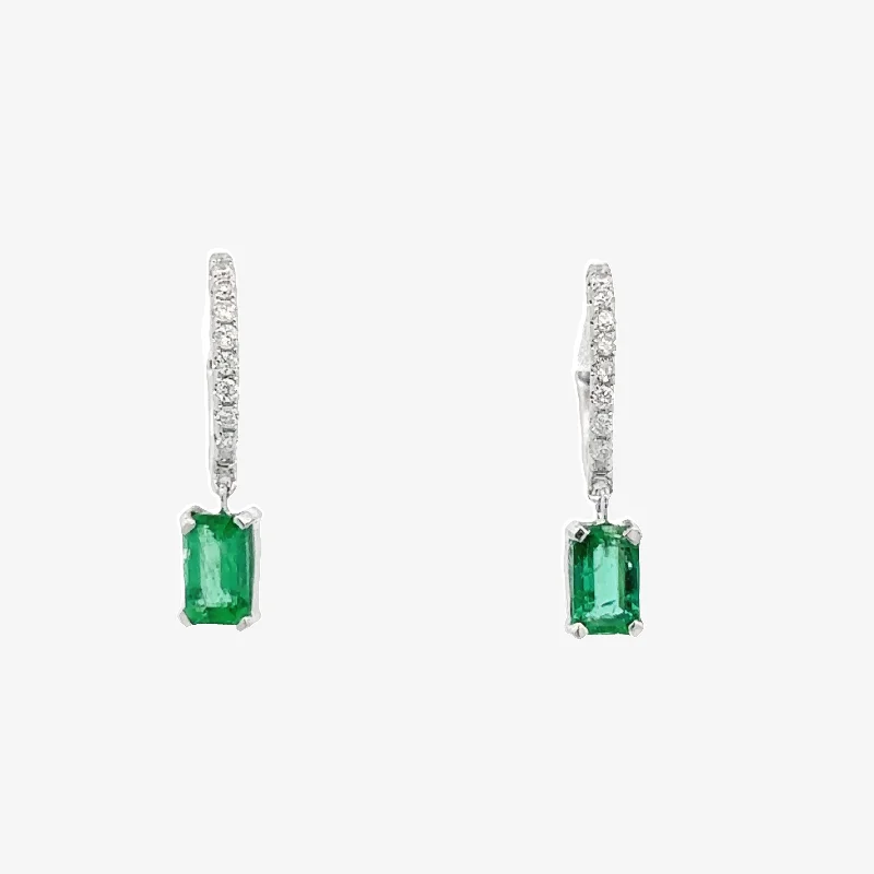 Ladies Earrings with Rust Brookite-Diamond & Emerald Dangle Earrings