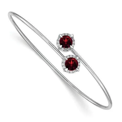 Ladies galactic flare bracelets -14KT WHITE GOLD .90 CTW GARNET & .12 CTW DIAMOND FLEX BANGLE