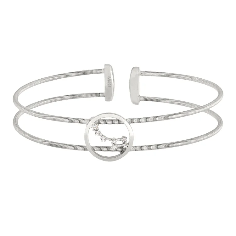 Ladies infinite loop bracelets -Rhodium Finish Sterling Silver Cable Cuff Constellation Bracelet with Simulated Diamonds - Little Dipper