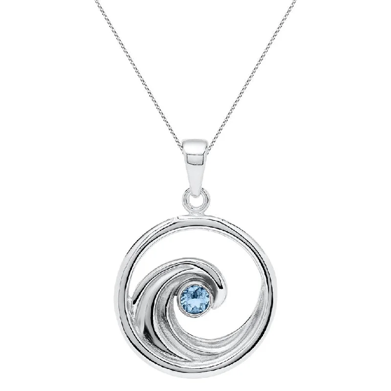 Snowy white necklaces -LeStage® Cape Cod : Evening Tide - Wave and Blue Topaz Necklace