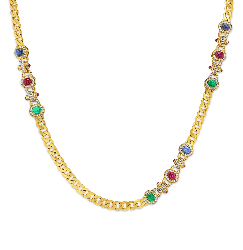 Companion bond necklaces -Emerald, Ruby, Sapphire and Diamond Necklace