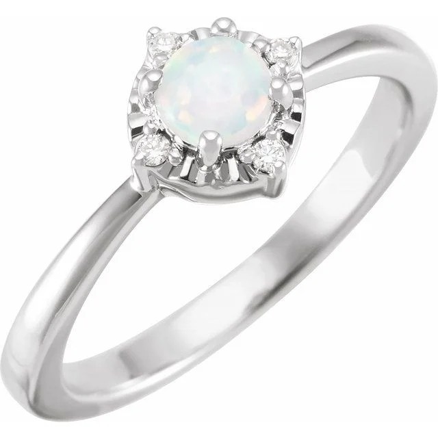 Ladies Rings Sterling Glow-Sterling Silver or 14k Gold Gemstone and .04 CTW Diamond Halo-Style Rings