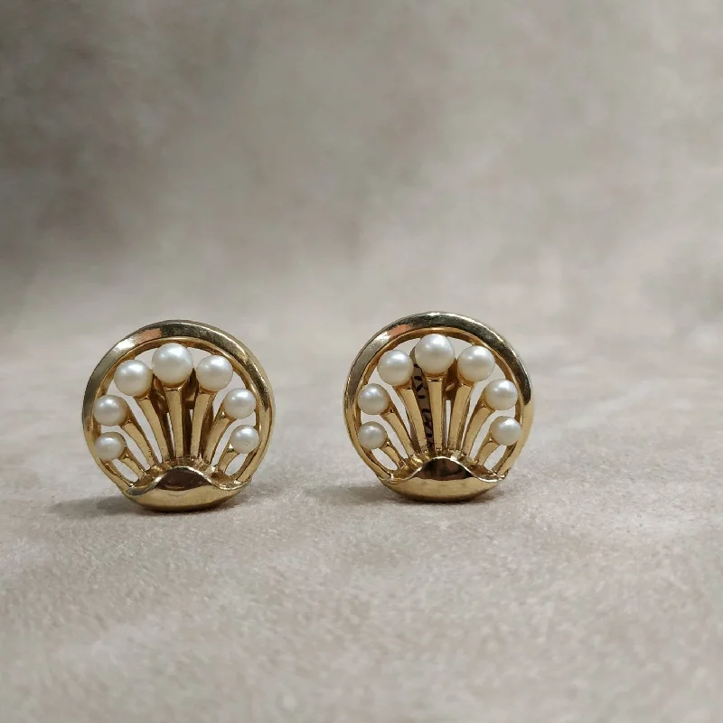 Ladies Earrings for Design Glow-Trifari Vintage Pearl Earrings Clip On  Gold