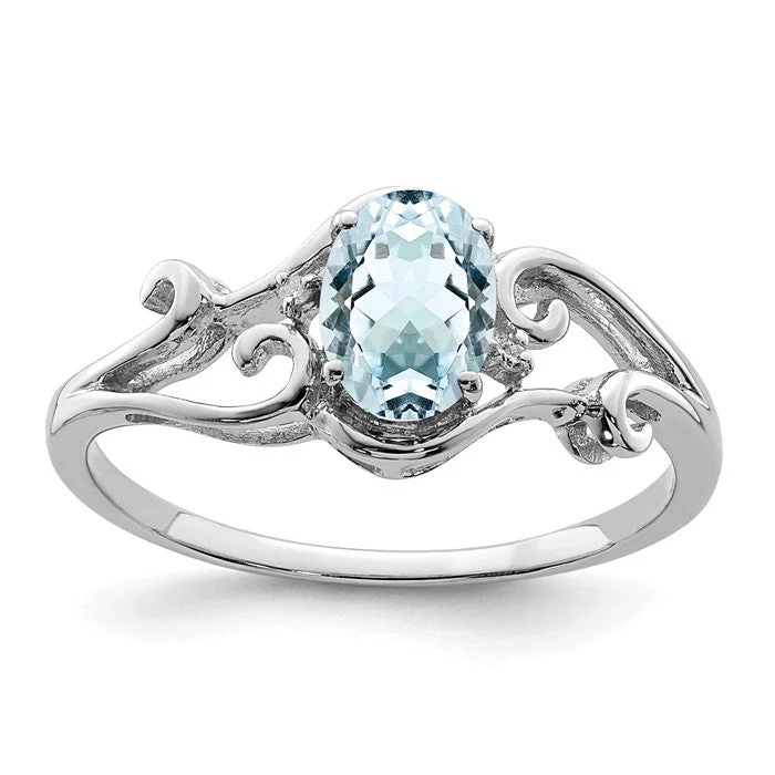 Ladies Rings with Teal Cavansite-Sterling Silver Genuine Oval Gemstone & Diamond Rings