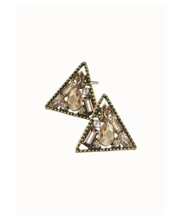 Ladies Earrings for Lawyer Glow-Hot Tomato Triangle Crystal Encrusted Stud Earrings