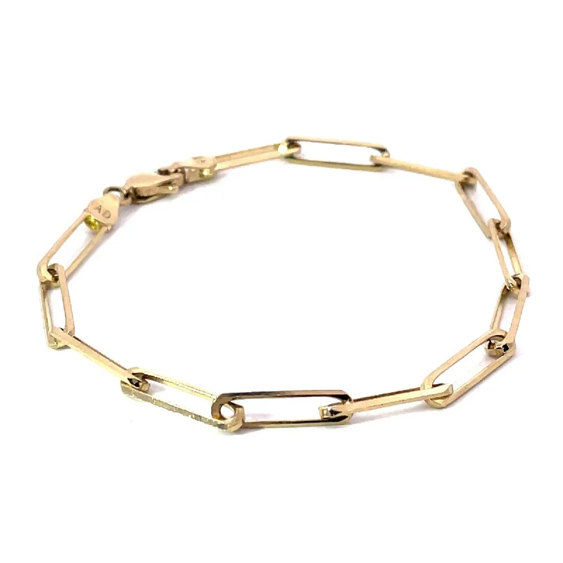 Ladies oval charm bracelets -14 KARAT YELLOW GOLD 3.7MM PAPERCLIP BRACELET