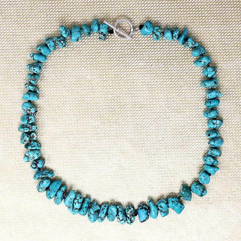 Bespoke artisan necklaces -Graduated Turquoise Nugget Bead Necklace