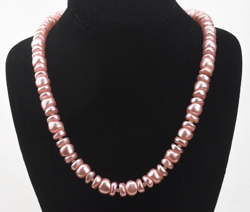 Feathery light necklaces -Large Pink Coin Pearl Single Strand Necklace - 27.5"