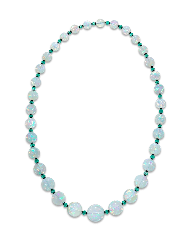 Standout bold necklaces -Graduated Ethiopian Opal Necklace, 436.00 Carats