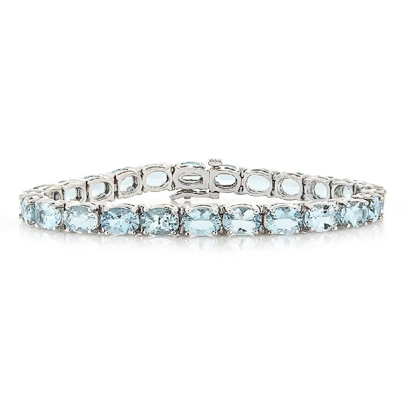 Ladies substantial heavy bracelets -14KT WHITE GOLD 16.61CTW OVAL AQUAMARINE BRACELET