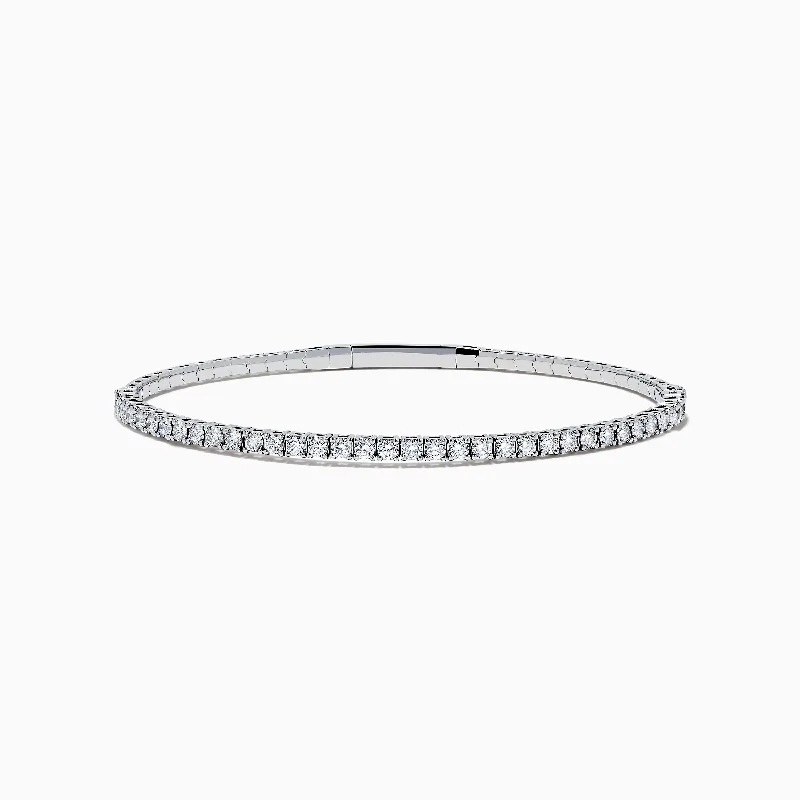 Ladies handcrafted artisan bracelets -Pave Classica 14K White Gold Diamond Bangle 1.45 TCW