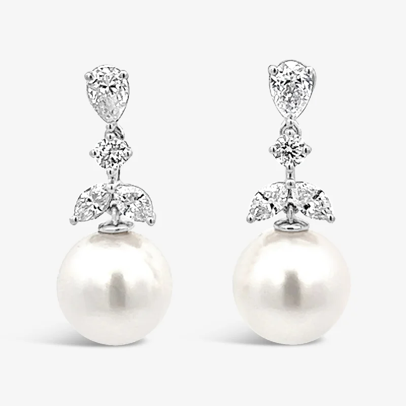 Ladies Earrings for Leader Glow-Diamond and Pearl Drop Earrings