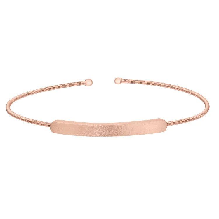 Ladies faithful mark bracelets -Rose Gold Finish Sterling Silver Cable Cuff Bracelet with Name Plate