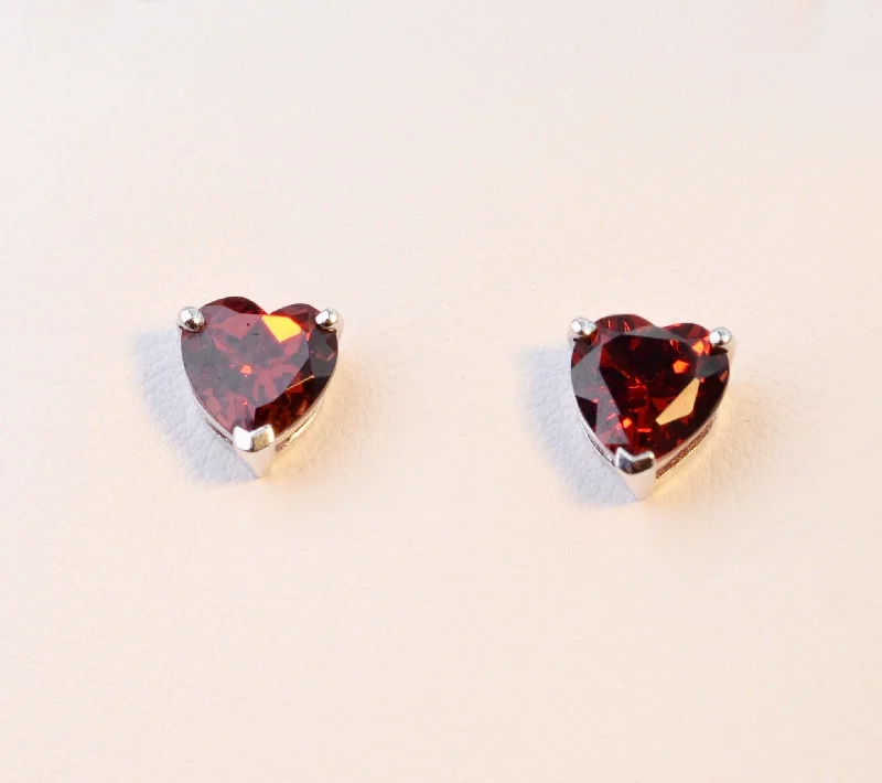 Ladies Earrings with Blue Jeremejevite-14K white gold, heart-shaped Garnet earrings